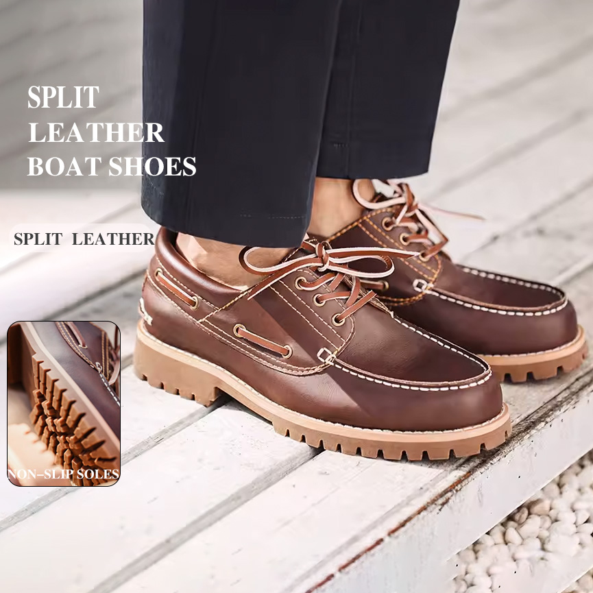 Men Formal Wear With Boots - マデン メンズ ヴィンテージ ボートシューズ レースアップ ラウンドトゥ