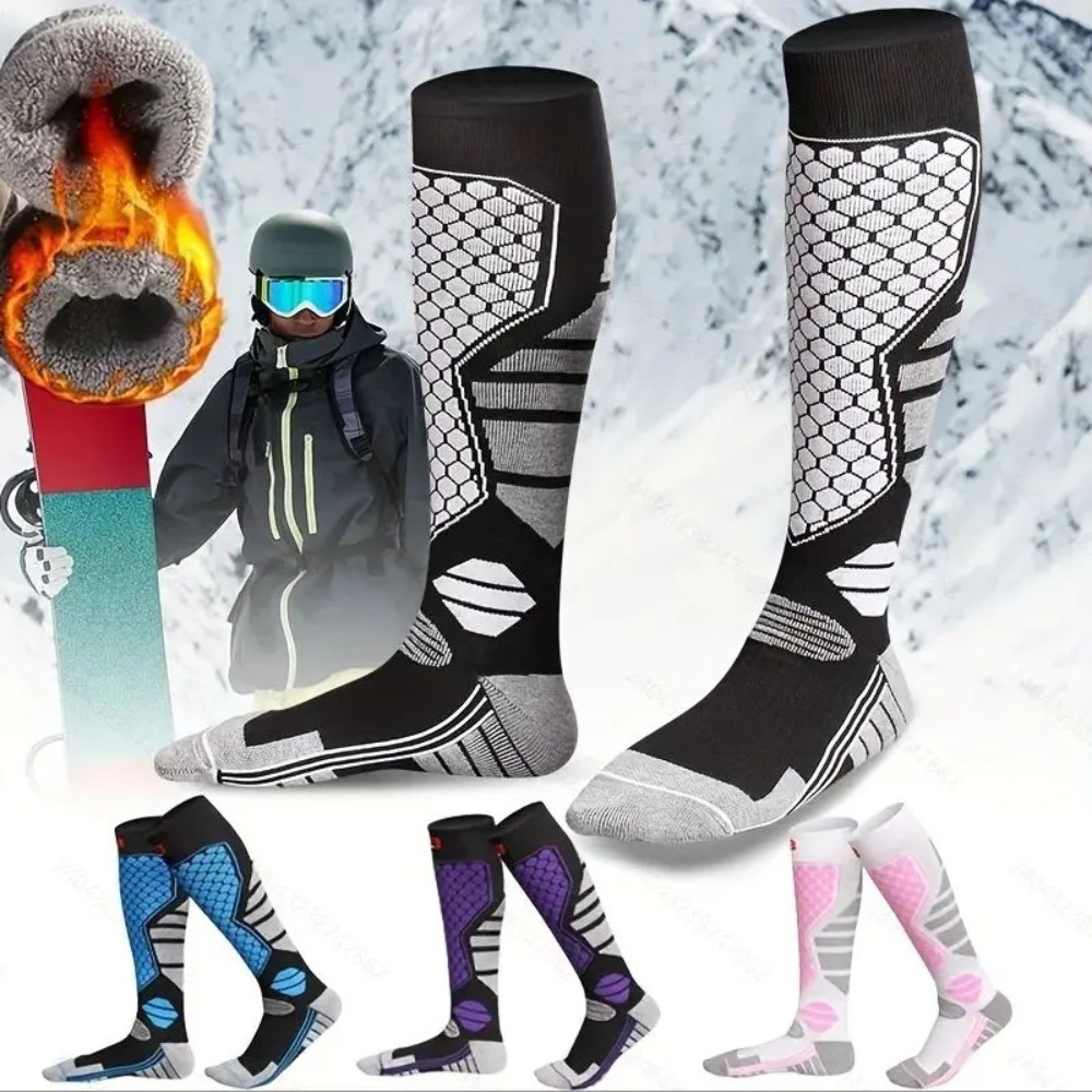 Sock Garter Men - 冬用暖かいスキーソックス - 滑り止め、厚手、通気性、圧縮タイプ - スキーボード専用、保温性