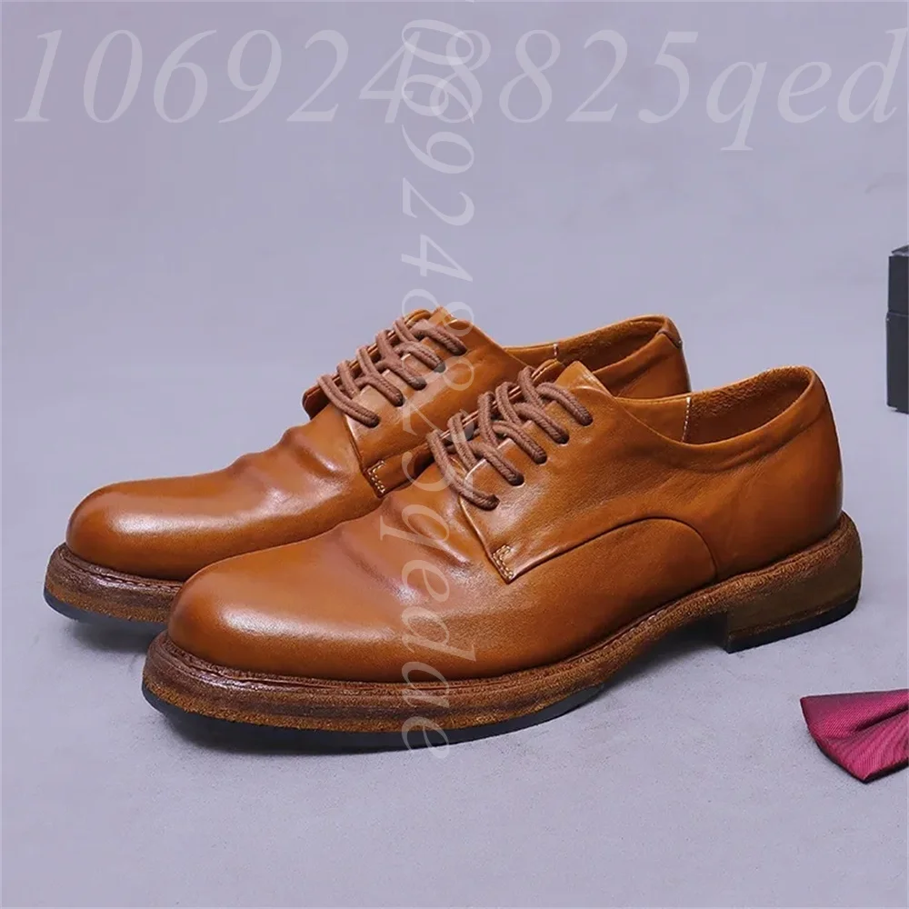 Formal Men Daily Wear Footwear - メンズ手作りヴィンテージレースアップオックスフォードシューズ、レトロビジネスカジュアルドレスシューズ、オフィスや日常履きに最適な快適なフォーマルシューズ