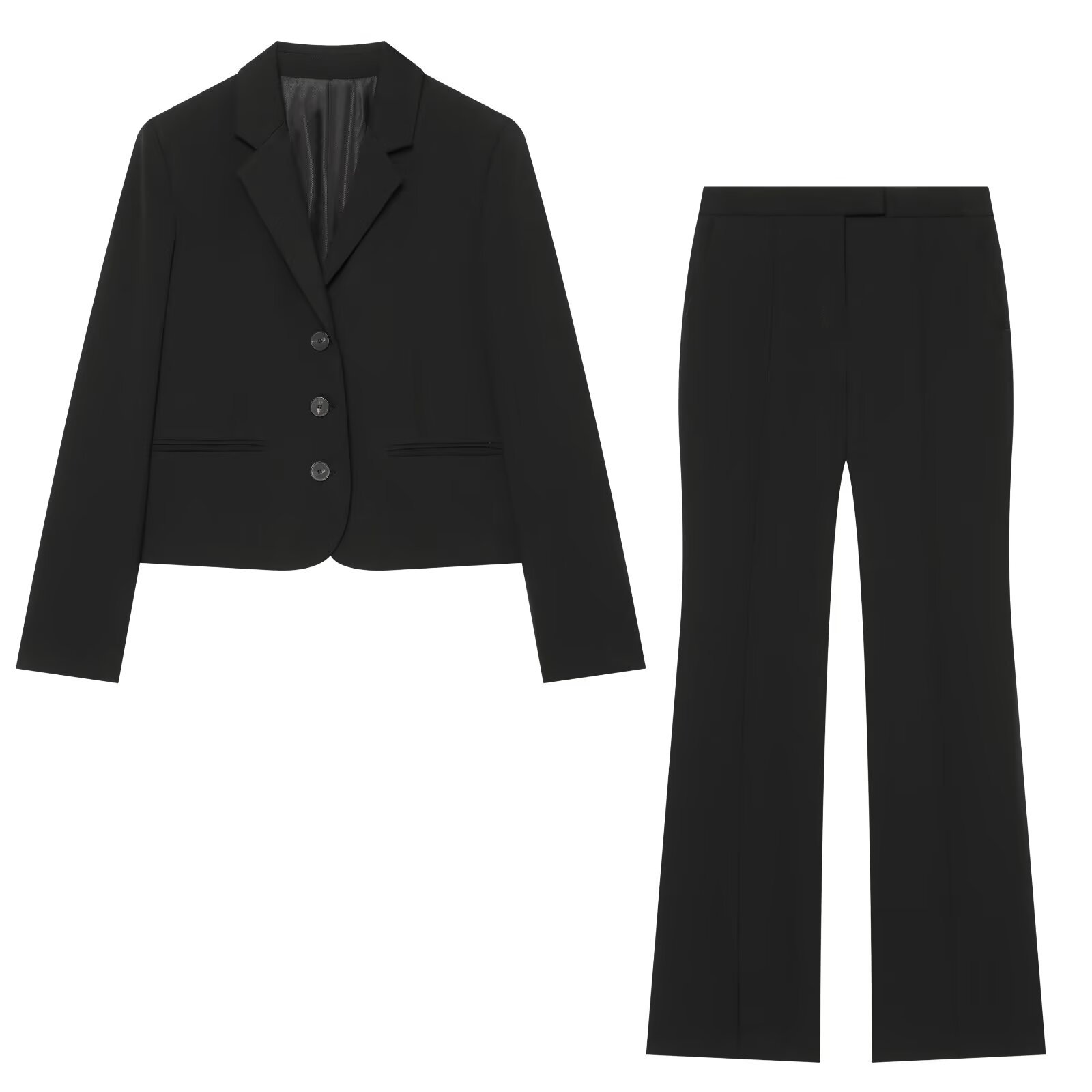 Men Formal Wear All Black - レディースフォーマルブラックスーツ2ピースセット スリムブレザージャケット テーラードロングトラウザーズ ビジネスフォーマルワークウェア エレガントマッチングセット