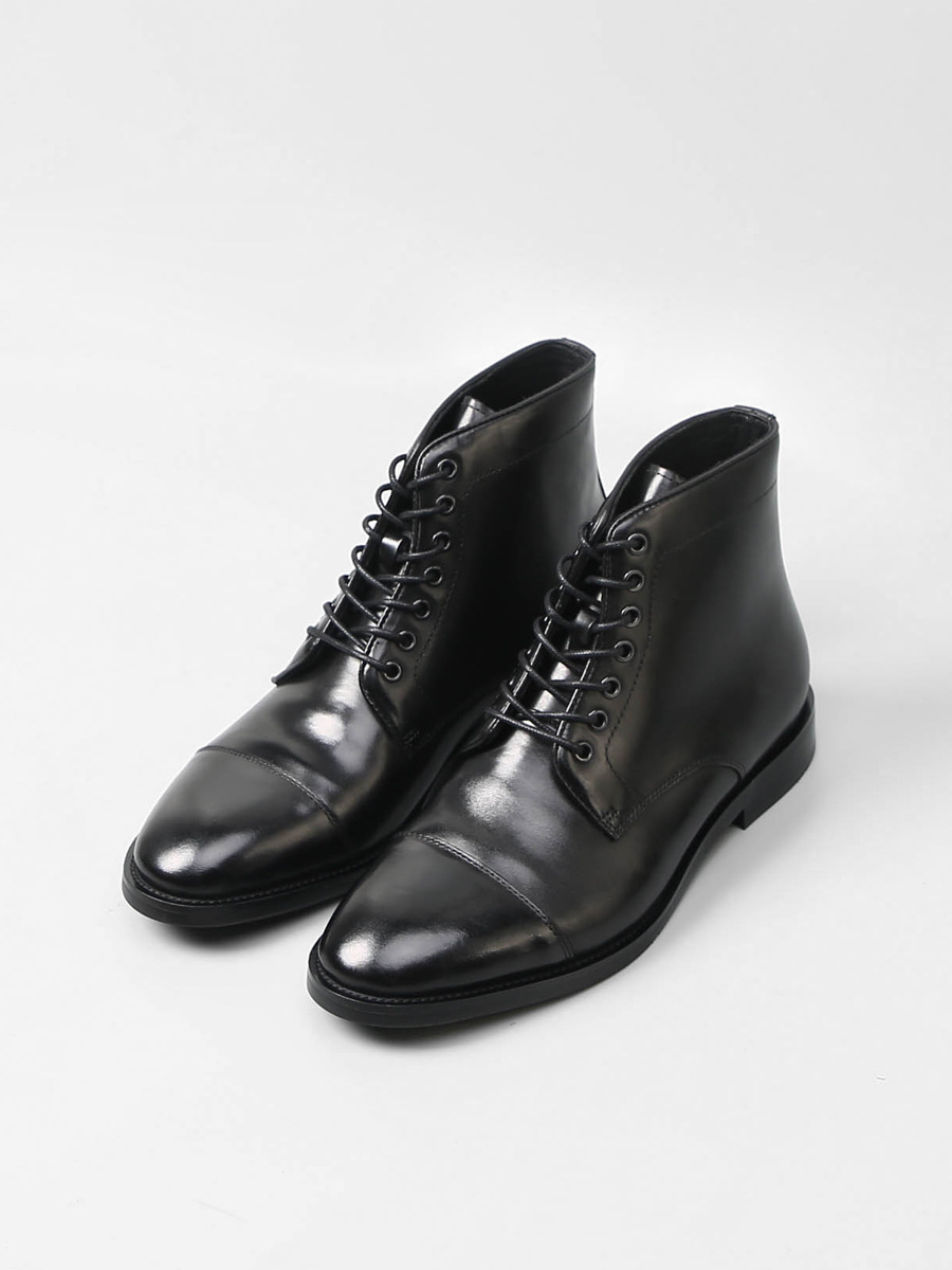 Men Formal Wear With Boots - メンズハンドメイド本革キャップトゥアンクルブーツ クラシックレースアップフォーマルビジネスドレスブーツ オフィス、結婚式、普段着に最適 新品