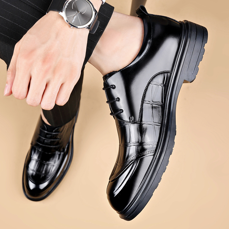 Formal Men Daily Wear Footwear - プレミアムメンズビジネスフォーマルレザーシューズ エレガントなレースアップオフィスドレスシューズ 快適で耐摩耗性のある日常用ウォーキングシューズ