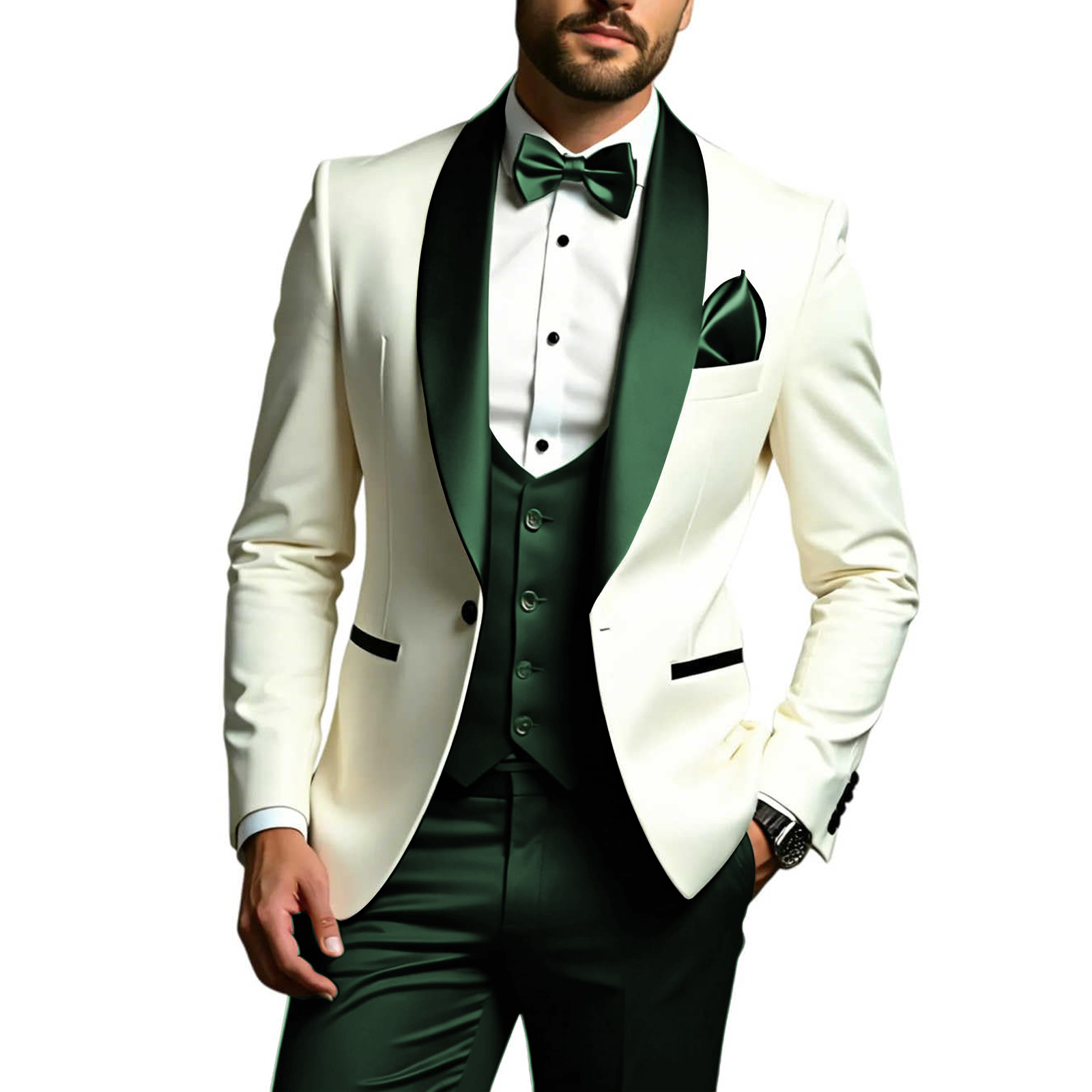 Men Formal Wear Modern - メンズ3ピーススーツ スリムフィット タキシードスーツ ショールカラー ウェディング プロムスーツ