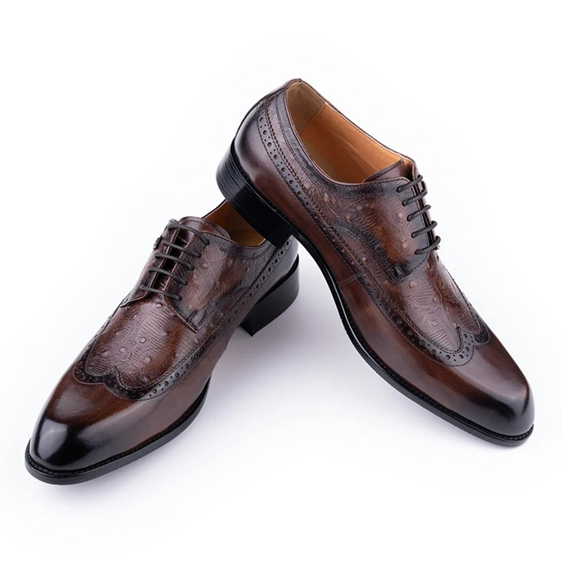 Formal Men Daily Wear Footwear - メンズ牛革レザーシューズレースアップビジネスフォーマルドレスシューズファッション履物結婚式オフィスパーティーデイリーカジュアルウェアホット