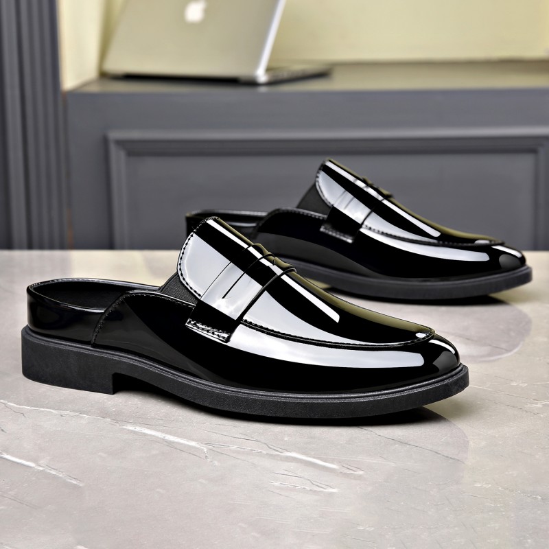 メンズ ブラック パテントレザー ミュール タッセル装飾 ス - Formal Men Daily Wear Footwear のレビューと価格