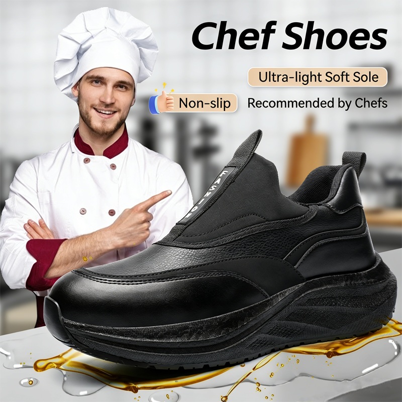 プラットフォームメンズレザーシューズ防水アンチスリップシェフ - Men Formal Wear With Boots のレビューと価格