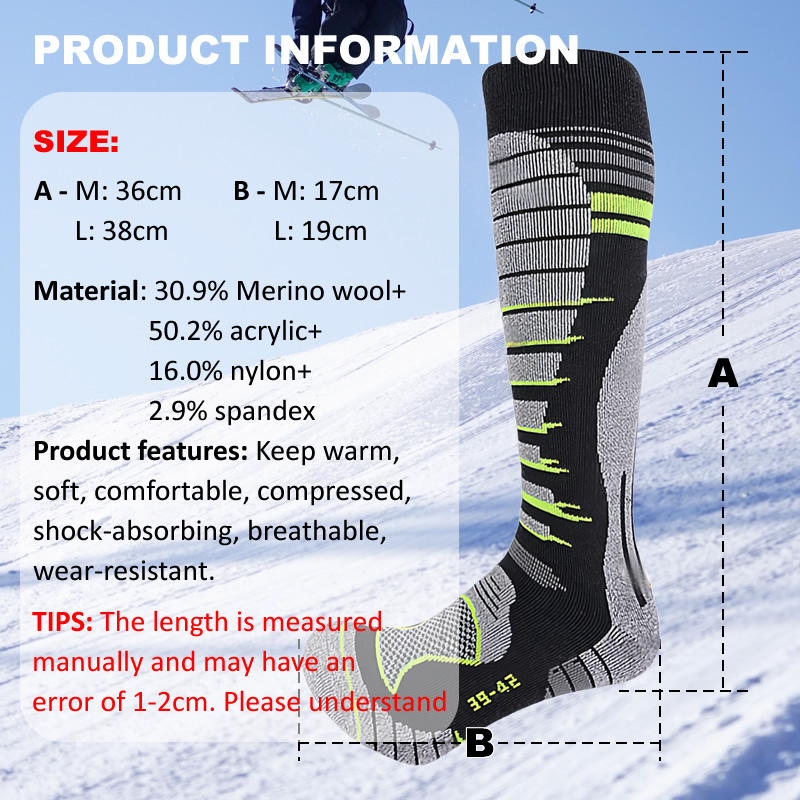 メリノウールスキーソックス寒い天候用ソックス男性女性用スノー - Sock Garter Men のレビューと価格