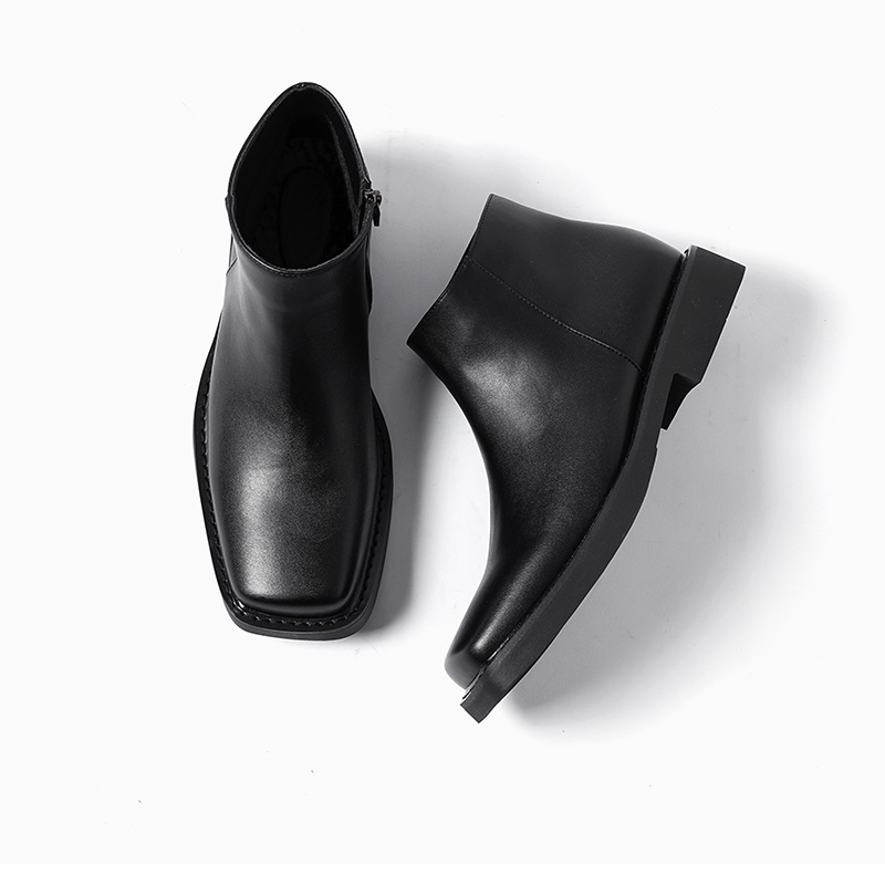 メンズカジュアルレザーアンクルブーツブラック,ファッショナブ - Men Formal Wear With Boots のレビューと価格