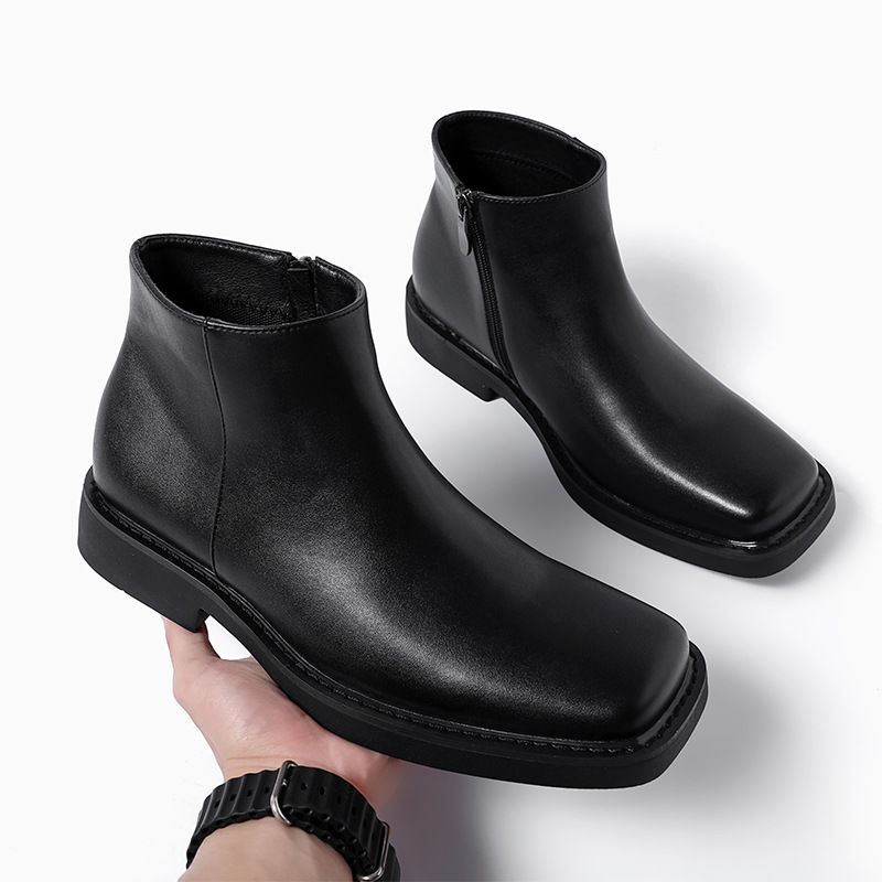 メンズカジュアルレザーアンクルブーツブラック,ファッショナブ - Men Formal Wear With Boots のレビューと価格