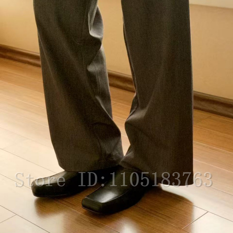 メンズ ブラック レザー スクエアトゥ ローファー クラシッ - Formal Men Daily Wear Footwear のレビューと価格