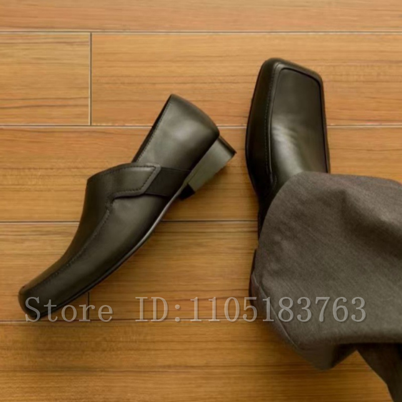 メンズ ブラック レザー スクエアトゥ ローファー クラシッ - Formal Men Daily Wear Footwear のレビューと価格