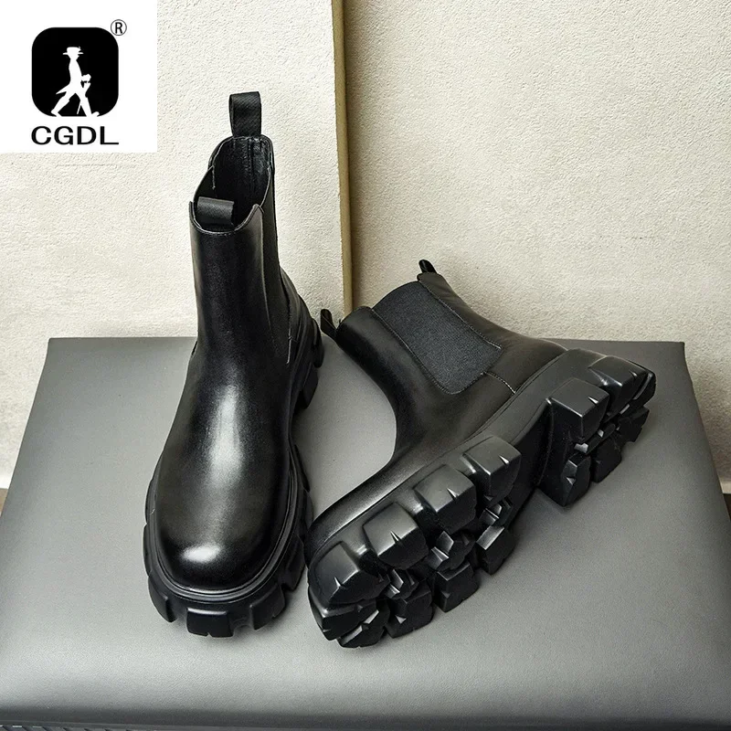 メンズ本革アンクルブーツ,厚底ブーツ,ヴィンテージスタイル, - Men Formal Wear With Boots のレビューと価格