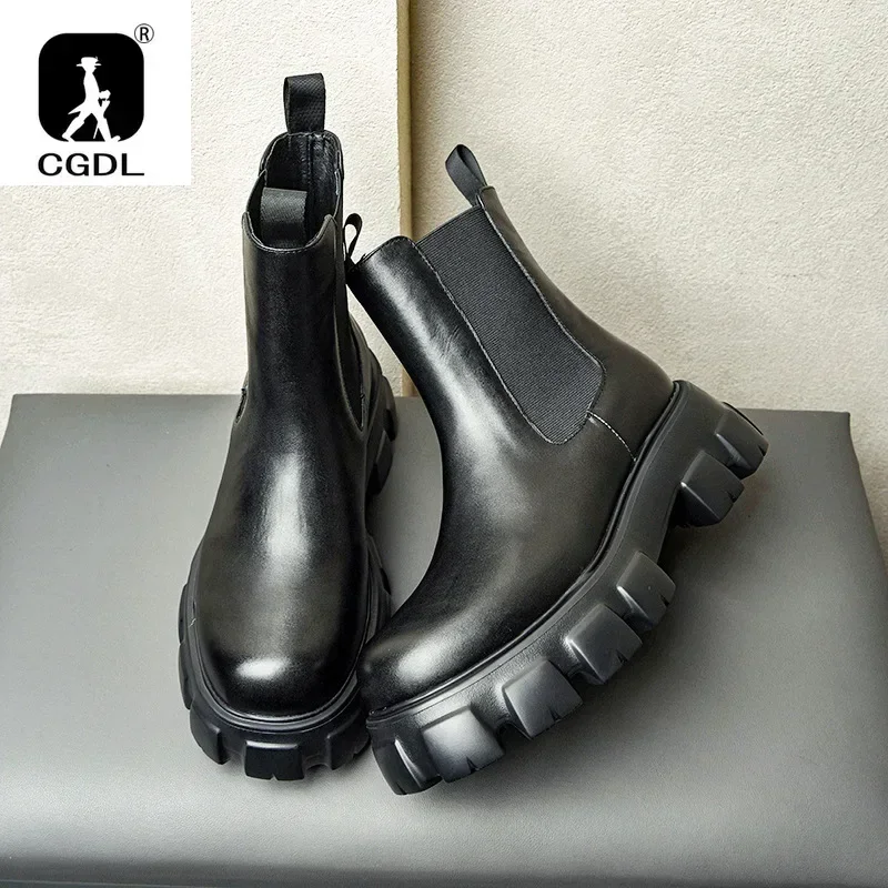 メンズ本革アンクルブーツ,厚底ブーツ,ヴィンテージスタイル, - Men Formal Wear With Boots のレビューと価格