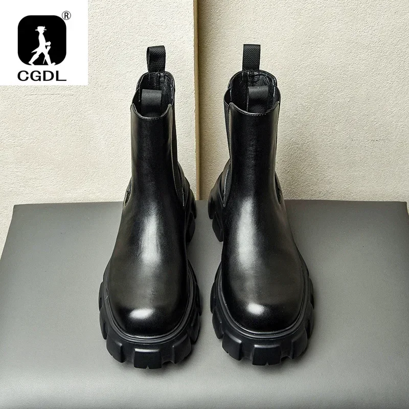 メンズ本革アンクルブーツ,厚底ブーツ,ヴィンテージスタイル, - Men Formal Wear With Boots のレビューと価格