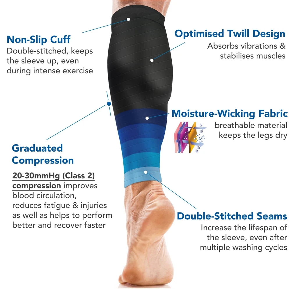 1ペア カーフコンプレッションスリーブ 20-30mmHg  - Sock Garter Men のレビューと価格
