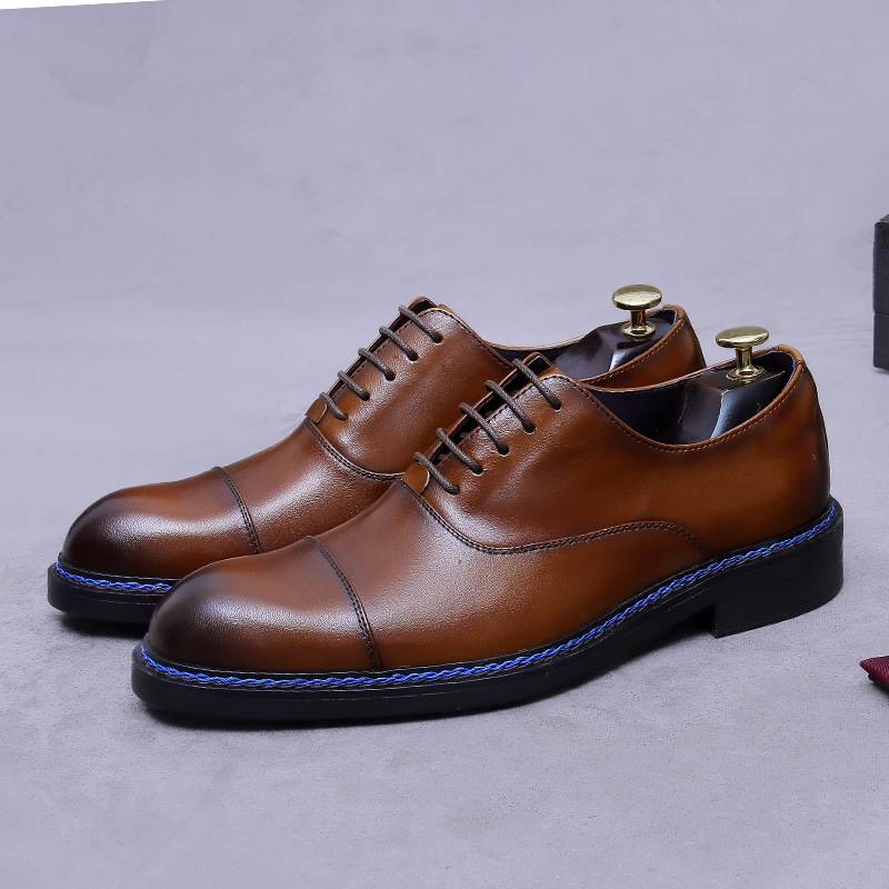 コニャック カップトゥ オックスフォードシューズ 本革 レー - Formal Men Daily Wear Footwear のレビューと価格