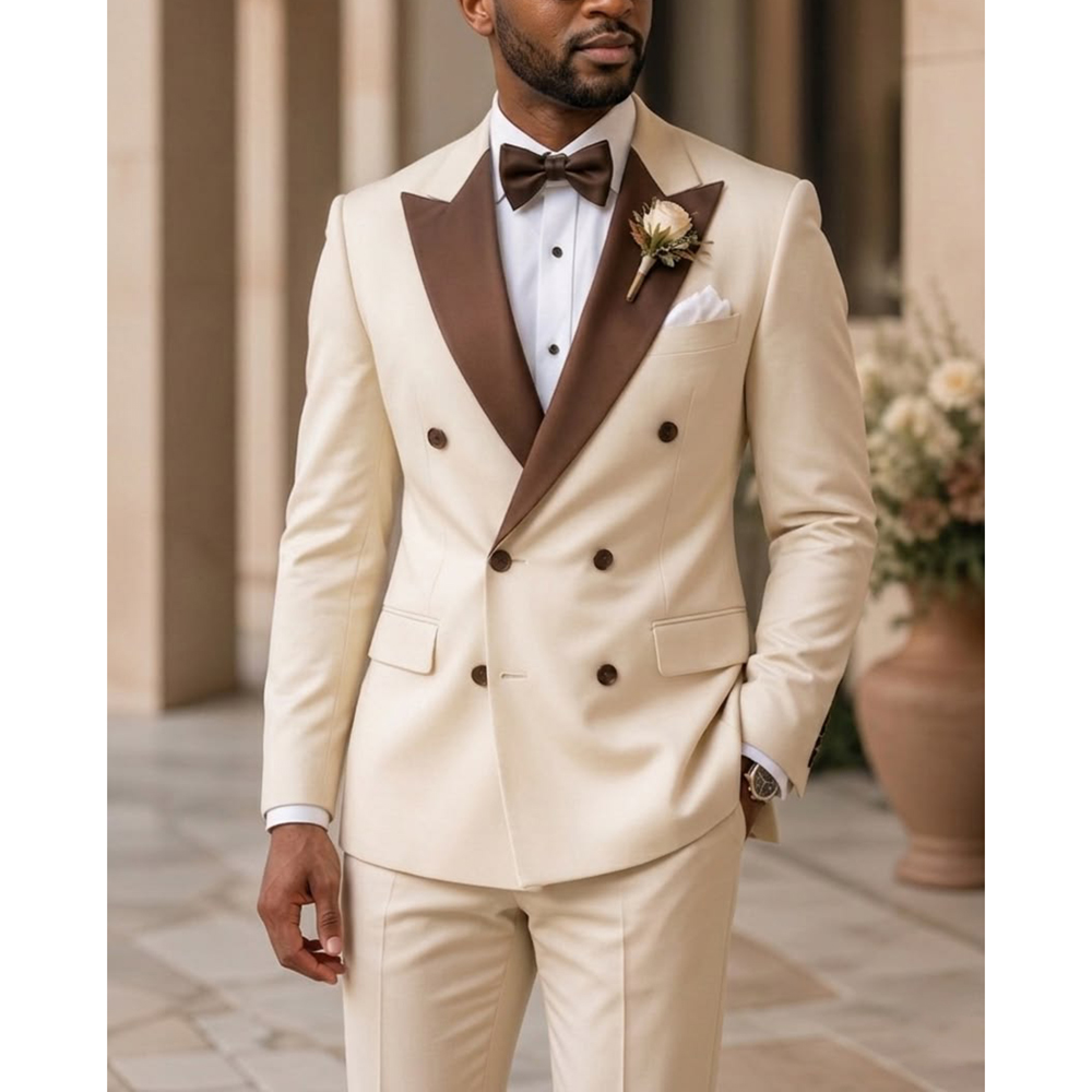 男性ダブルブレストタキシードスーツファッションピークドラペル - Men Formal Wear Modern のレビューと価格